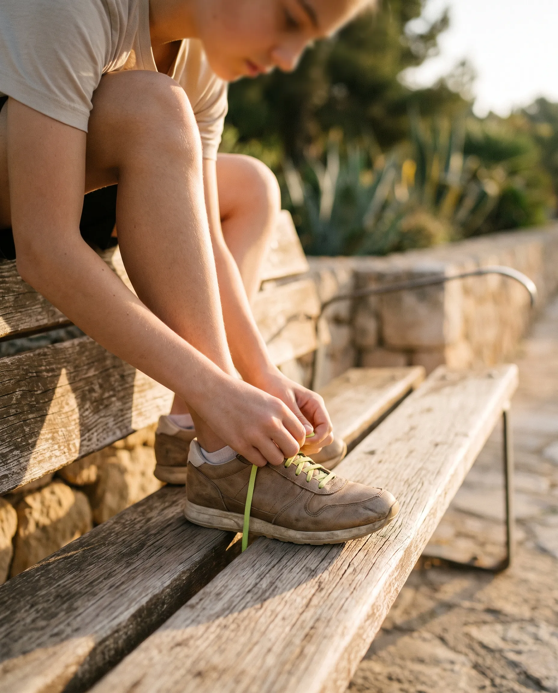 Persona atándose las zapatillas antes de salir a correr